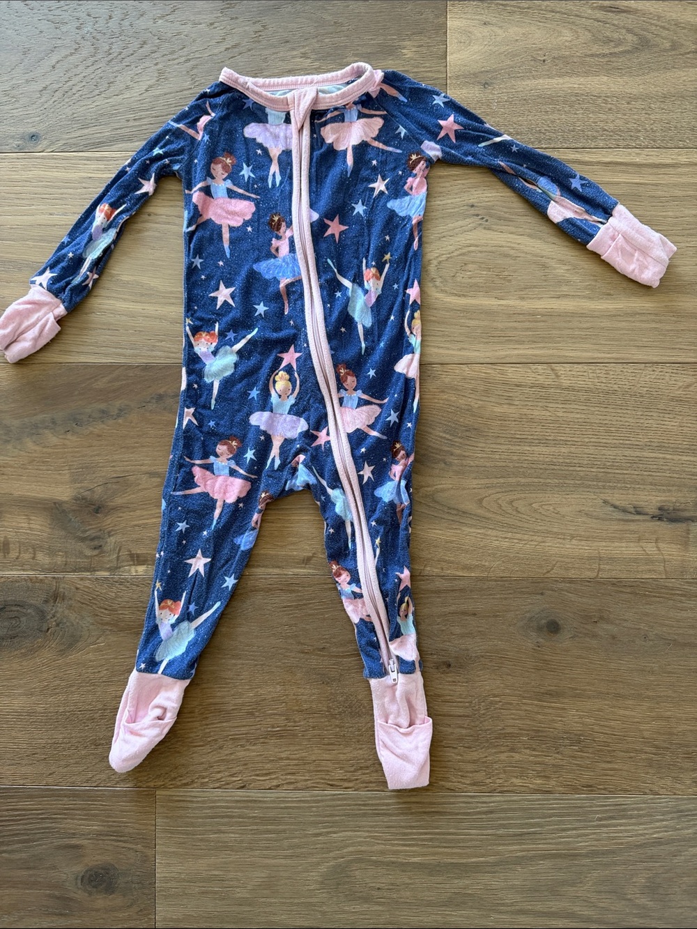Little Sleepies Navy and Pink Ballerina Footed One-Piece